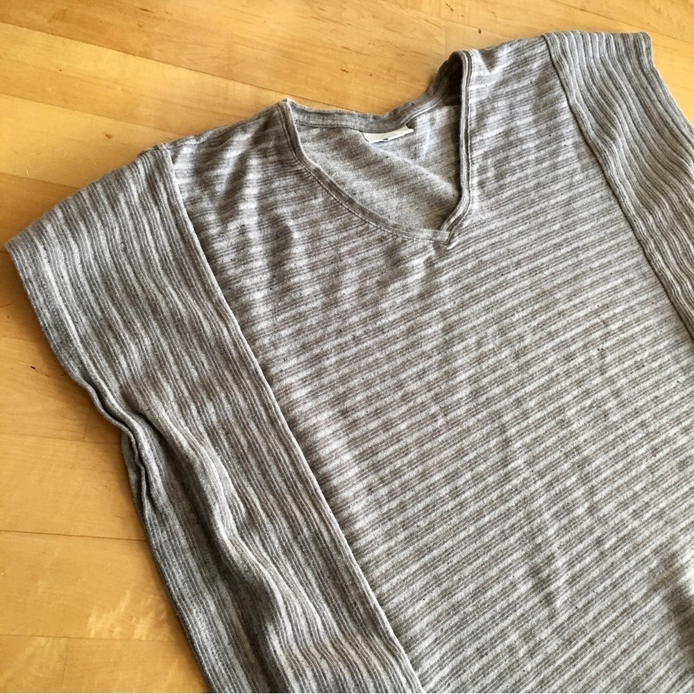 Pure Jill Striped Statement Side Ruffle Sleeve Tee, 100% Cotton, Tan, Size M